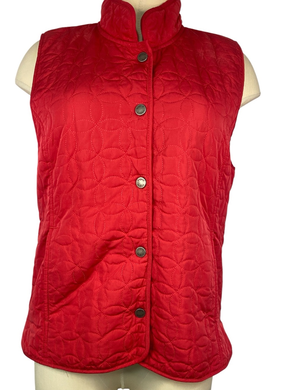 LizGolf Quilted Lined Red Sleeveless Button-Front Vest Women’s Medium